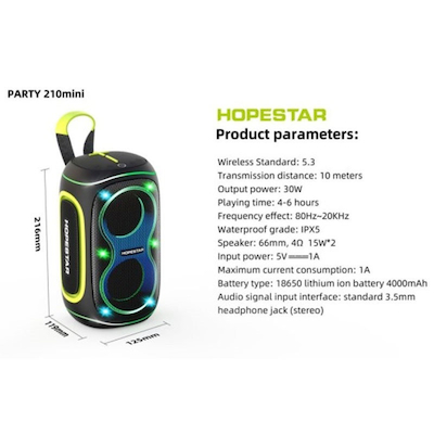 اسپیکر بلوتوثی قابل حمل هوپ استار مدل Hopestar Party 210 Mini 